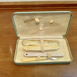 Vintage Celluloid Ladies Manicure Set with Case